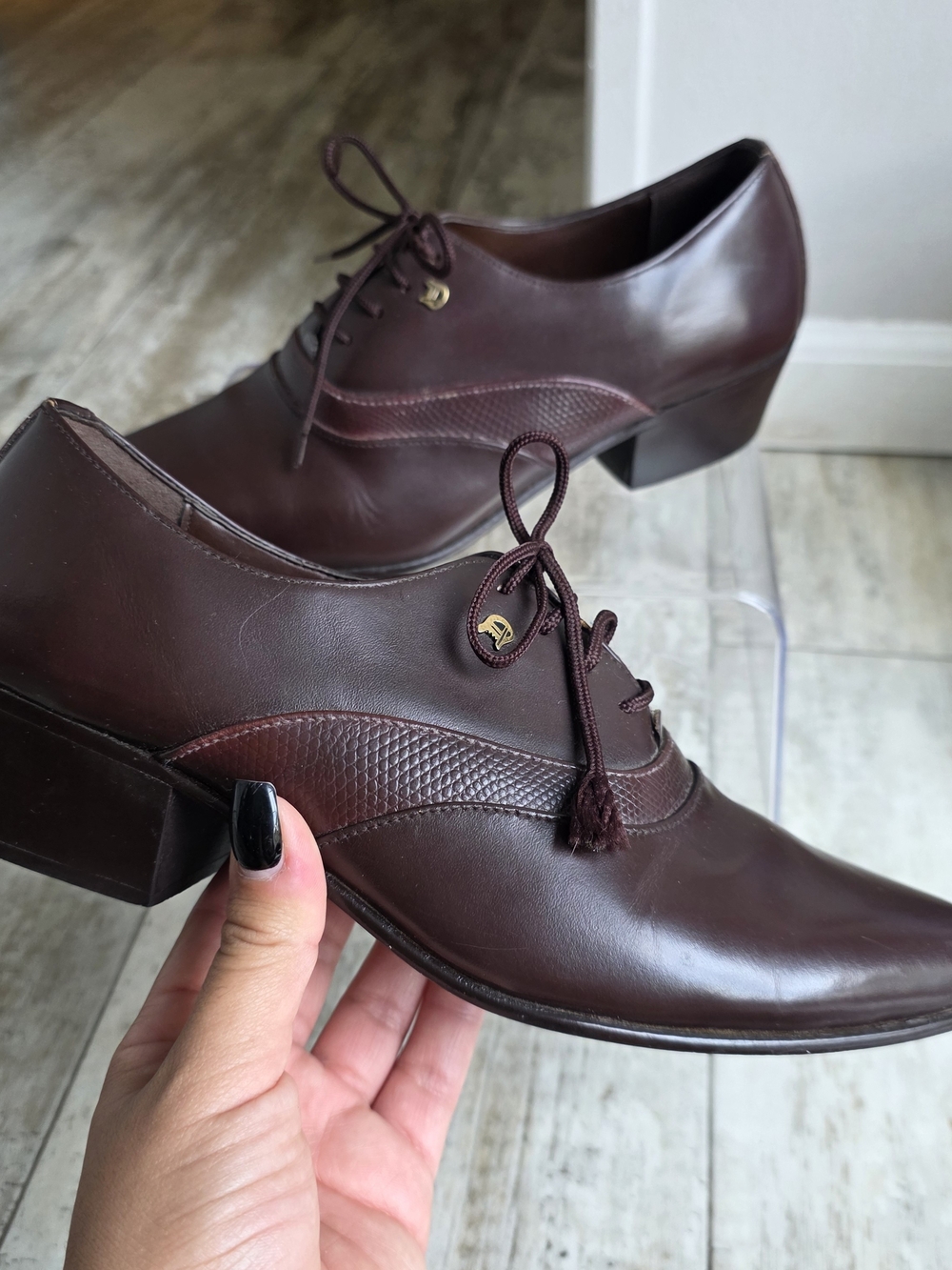 Vtg Men's D'Itallo By Globe Wing Tip Brown Leather Lace-Up Dress Shoes